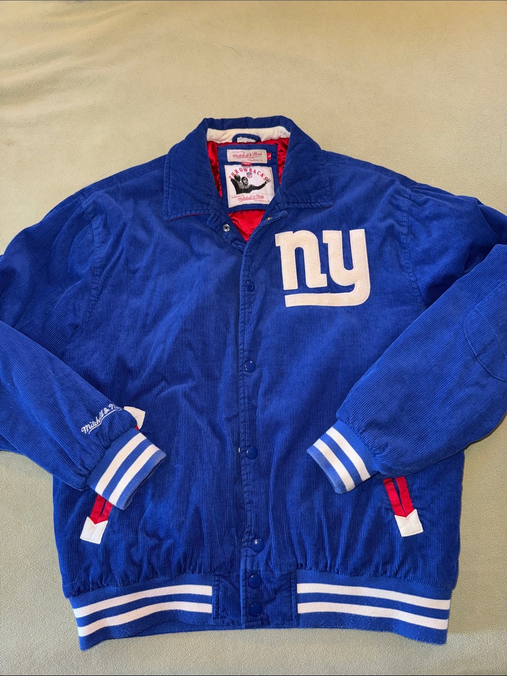 Vintage Mitchell & Ness Royal Blue New York Giants Corduroy Bomber